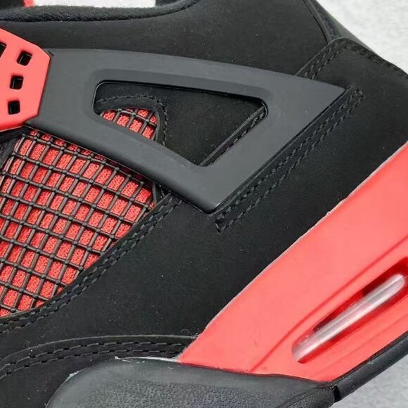 Air Jordan 4 Red Thunder Women Men's Black and Red Sneakers - Picture 9 of 9